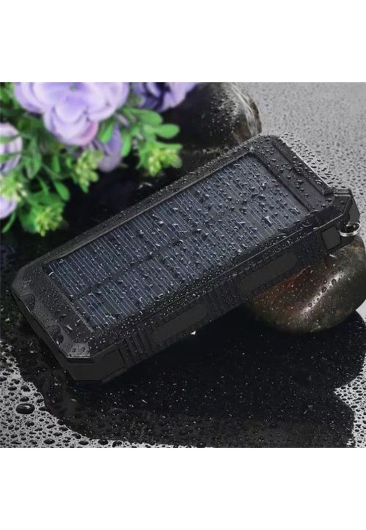 Solar power bank 12,000 mAh, cargador solar portátil dual, color negro-6