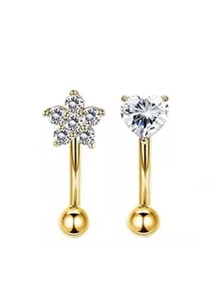 Piercing y aretes para oreja y cartílago, 17 piezas, color dorado-0