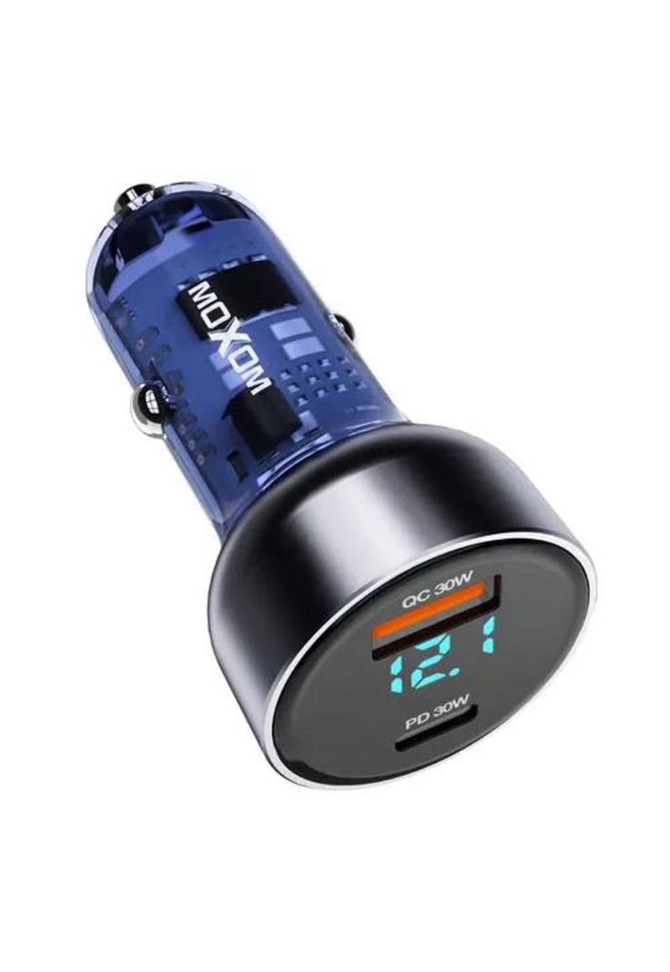 Cargador auto rápido Mx-VC29 LCD USB 30W tipo C 30W 9V 12V azul-0