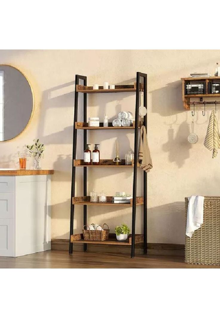 Estante Repisa de 5 Niveles Marrón Rústico 152x51x35cm Rohe-4