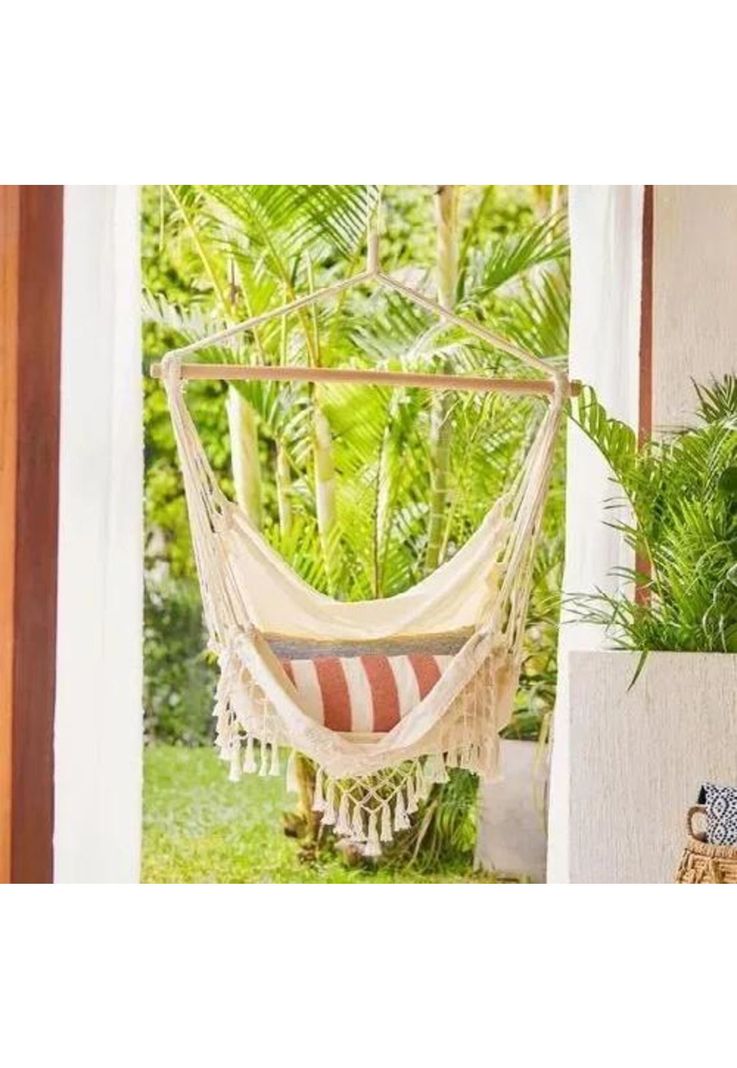 Silla hamaca colgante beige-2