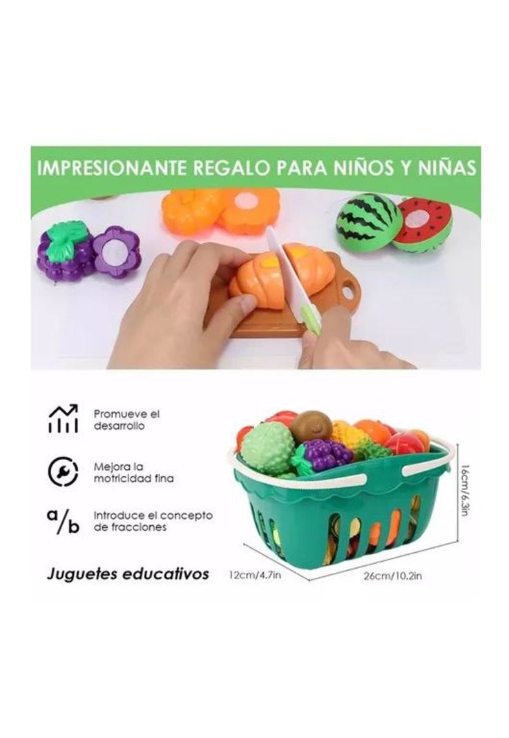 Juguete de corte de cocina de frutas y verduras 51 piezas multicolor-4