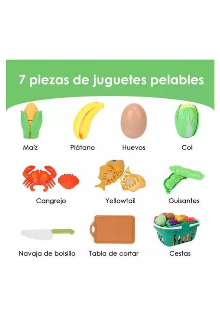 Juguete de corte de cocina de frutas y verduras 51 piezas multicolor-5