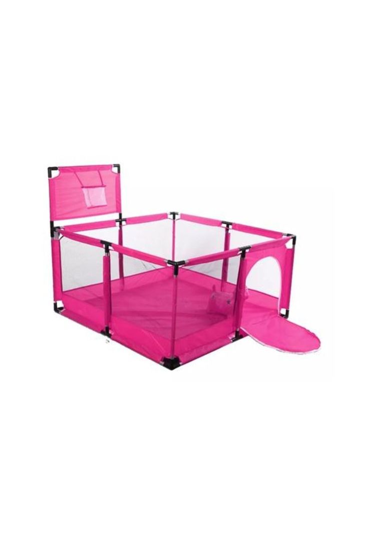 Corral de seguridad para bebés con aro de basket, 128cm, rosa-0