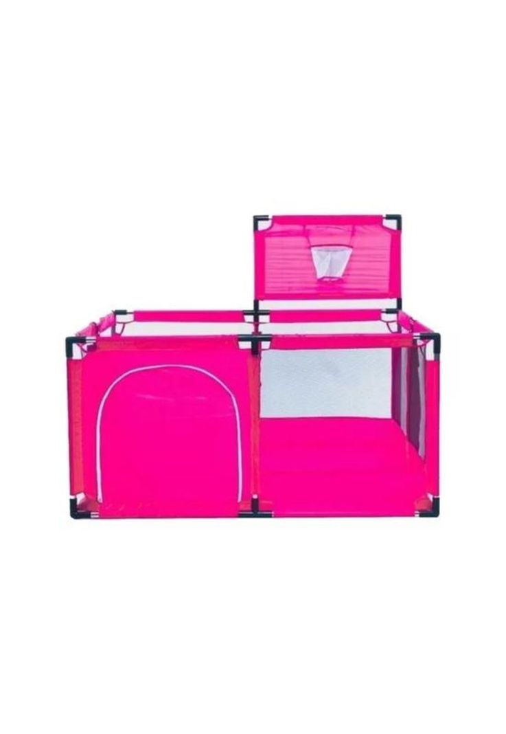 Corral de seguridad para bebés con aro de basket, 128cm, rosa-1