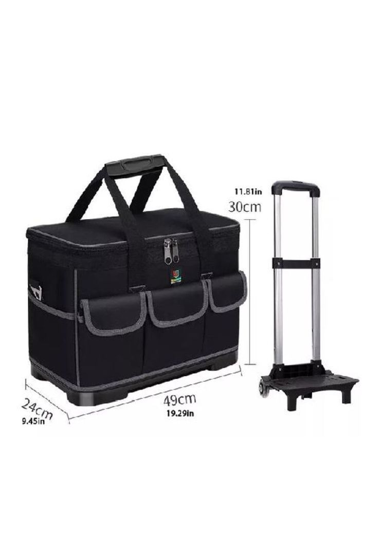 Bolso porta herramientas con ruedas, 20", color negro-3