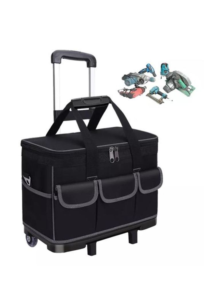 Bolso porta herramientas con ruedas, 20", color negro-4