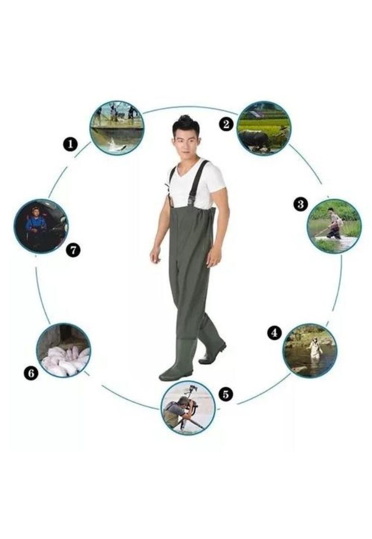 Waders para pesca, botas de pesca talla 43 color verde-3