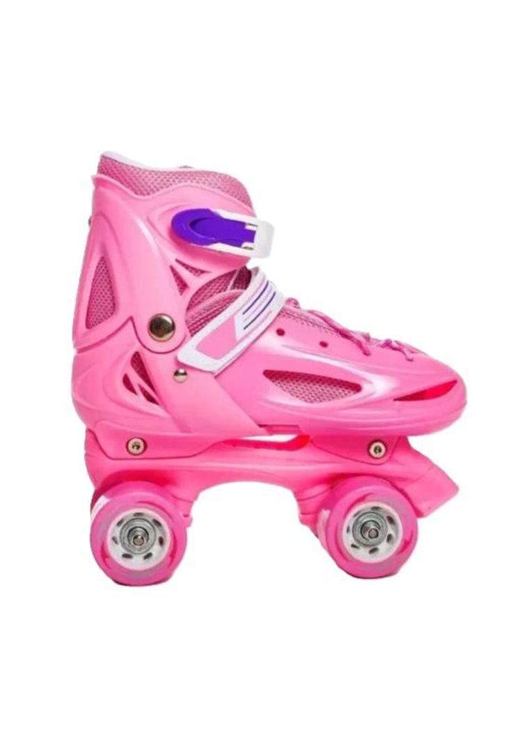 Patines rollers niña más protectores y casco talla M 25-29, rosado-0