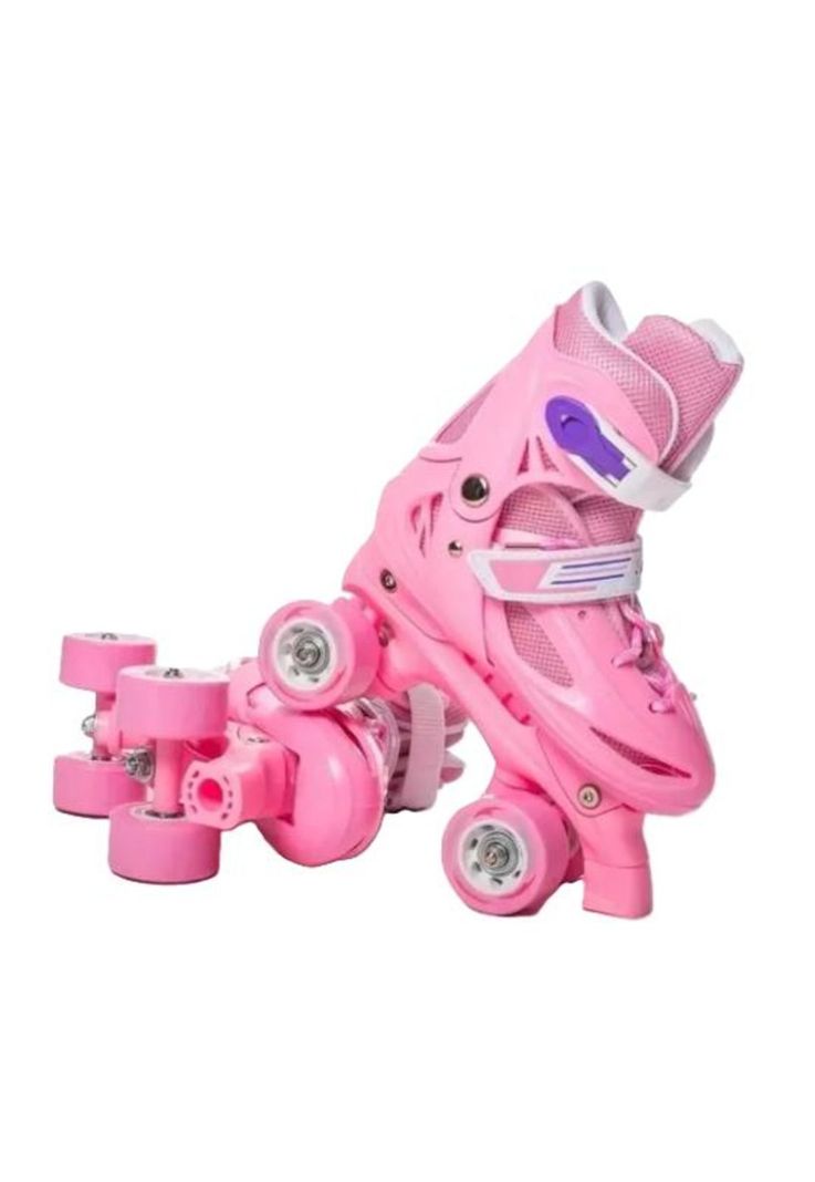 Patines rollers niña más protectores y casco talla M 25-29, rosado-1