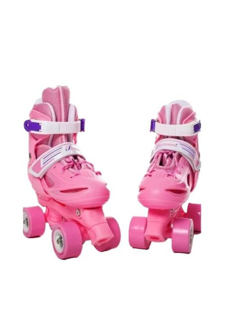 Patines rollers niña más protectores y casco talla M 25-29, rosado-3