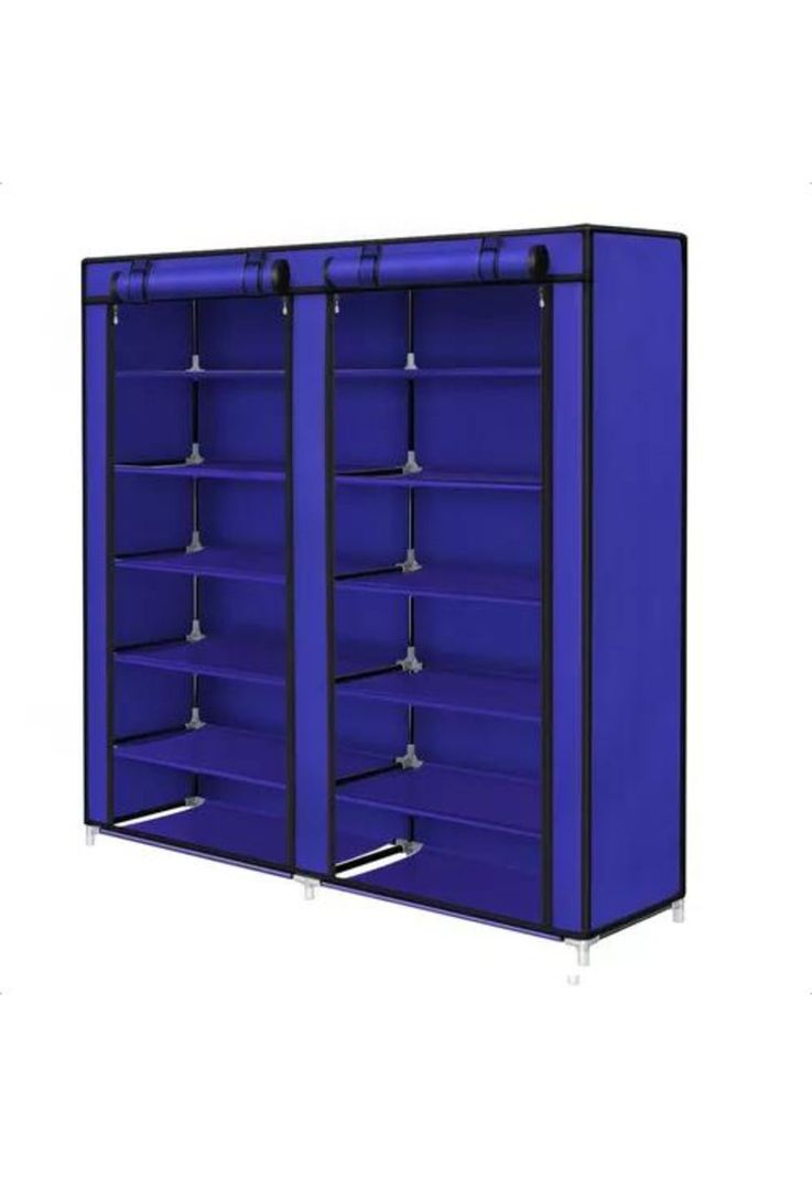 Zapatero armable 12 pisos organizador con funda azul-3