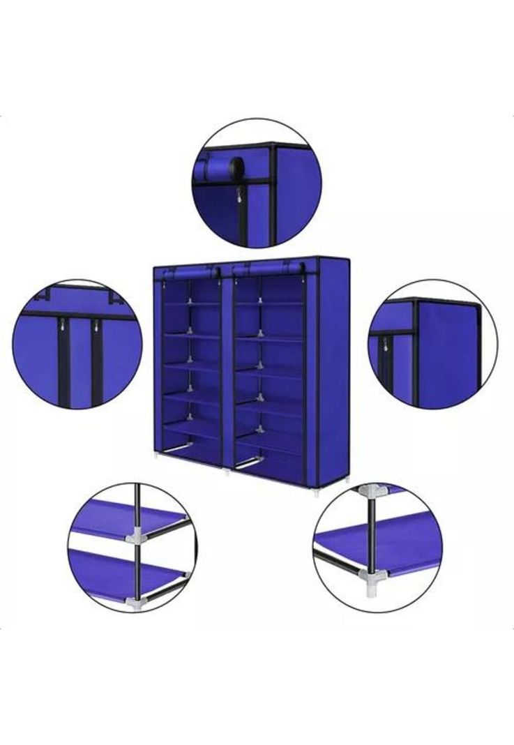 Zapatero armable 12 pisos organizador con funda azul-5