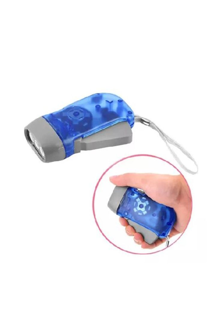 Linterna LED a dinamo supervivencia emergencia, sin pila, azul-1