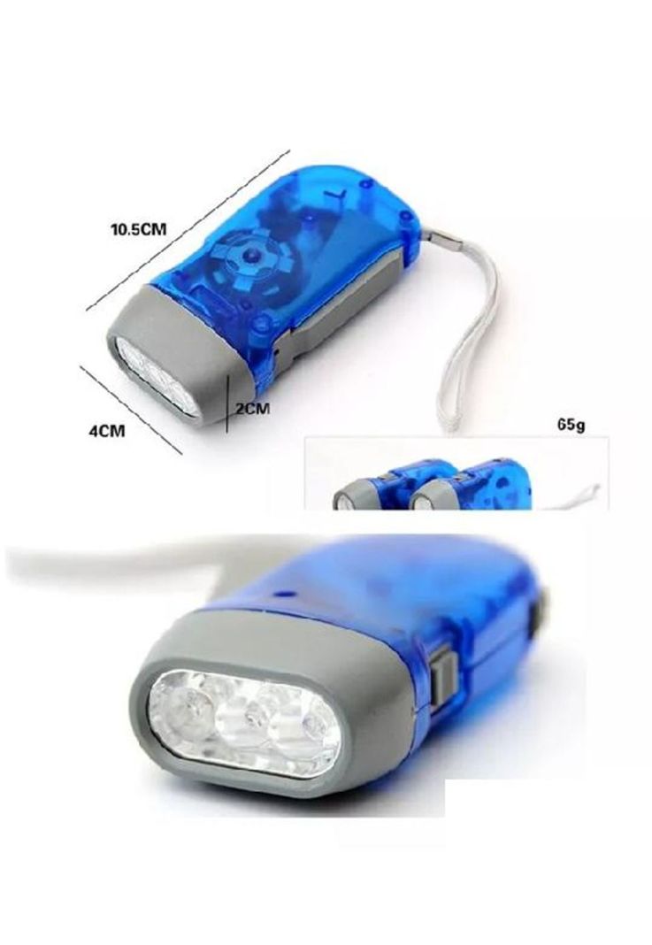 Linterna LED a dinamo supervivencia emergencia, sin pila, azul-2