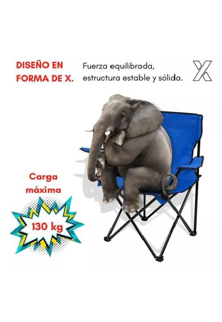 Silla plegable de camping para picnic y playa azul oscuro-3