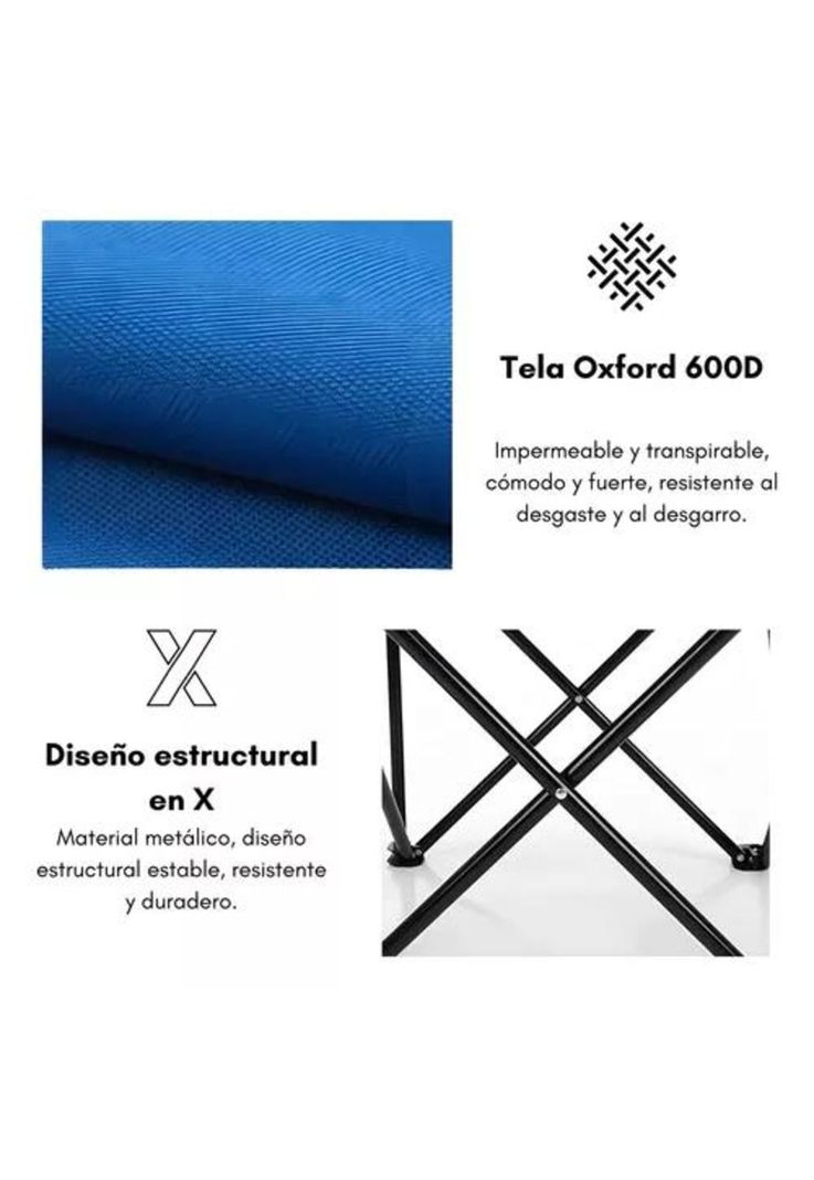 Silla plegable de camping para picnic y playa azul oscuro-6