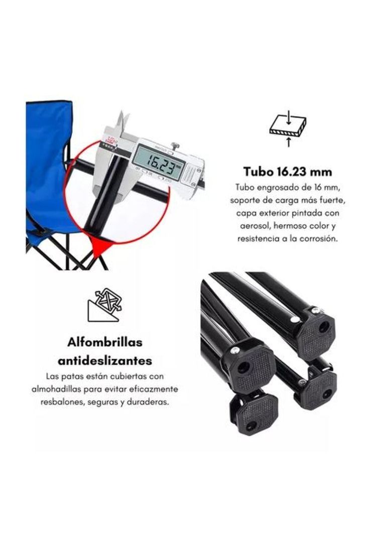 Silla plegable de camping para picnic y playa azul oscuro-7