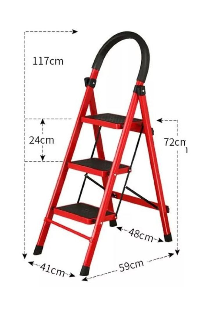 Escalera Antideslizante Plegable Roja-2