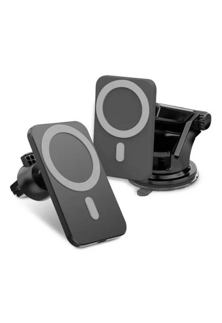 Cargador y soporte inalámbrico para iPhone MagSafe auto negro-0