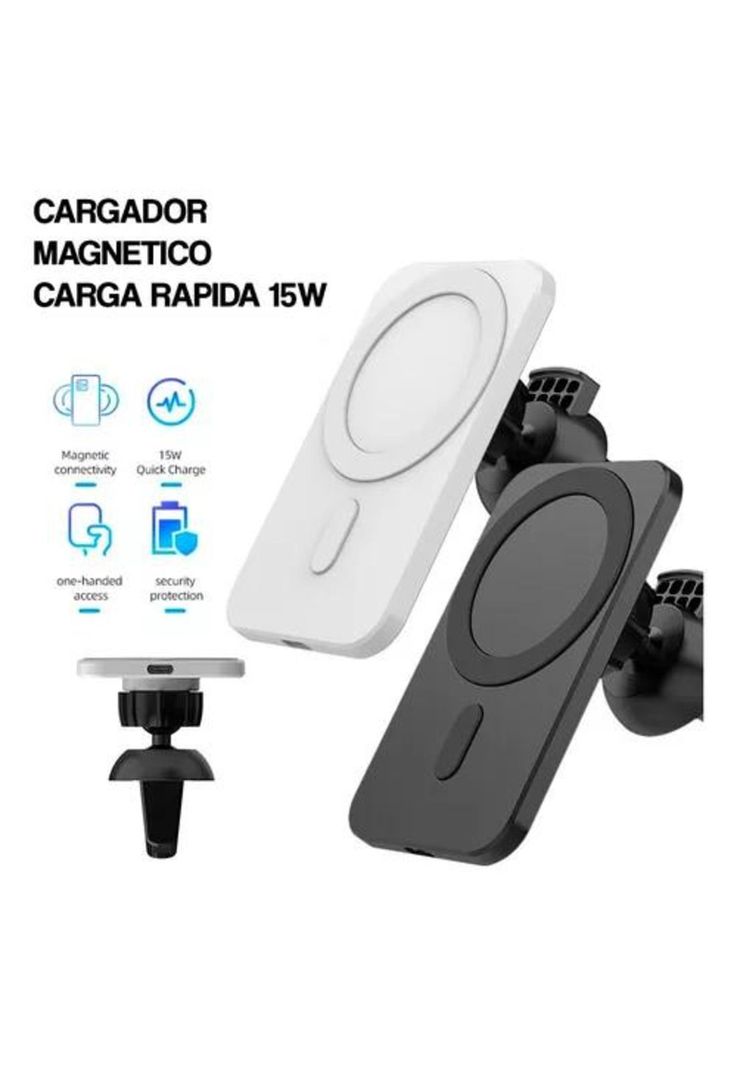 Cargador y soporte inalámbrico para iPhone MagSafe auto negro-2