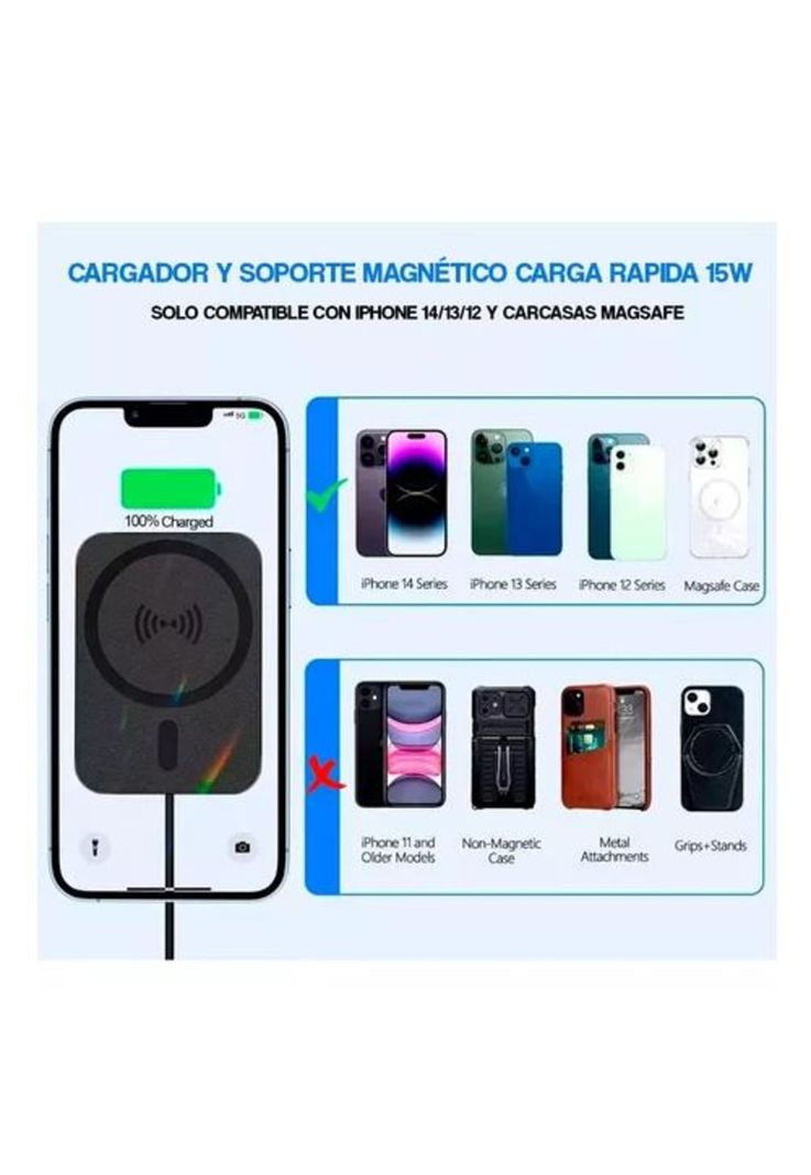 Cargador y soporte inalámbrico para iPhone MagSafe auto negro-3