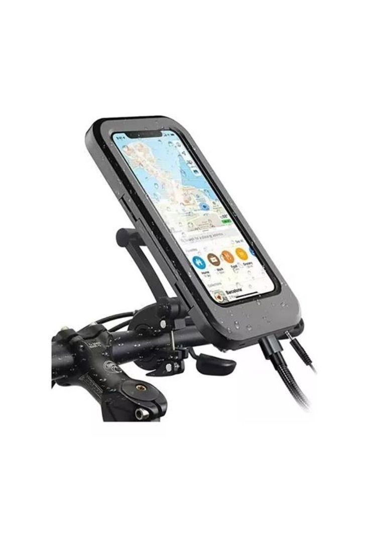Soporte para celular impermeable para bicicleta y moto, color negro-0