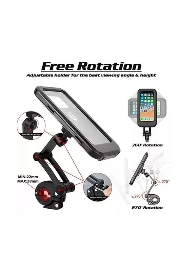 Soporte para celular impermeable para bicicleta y moto, color negro-1