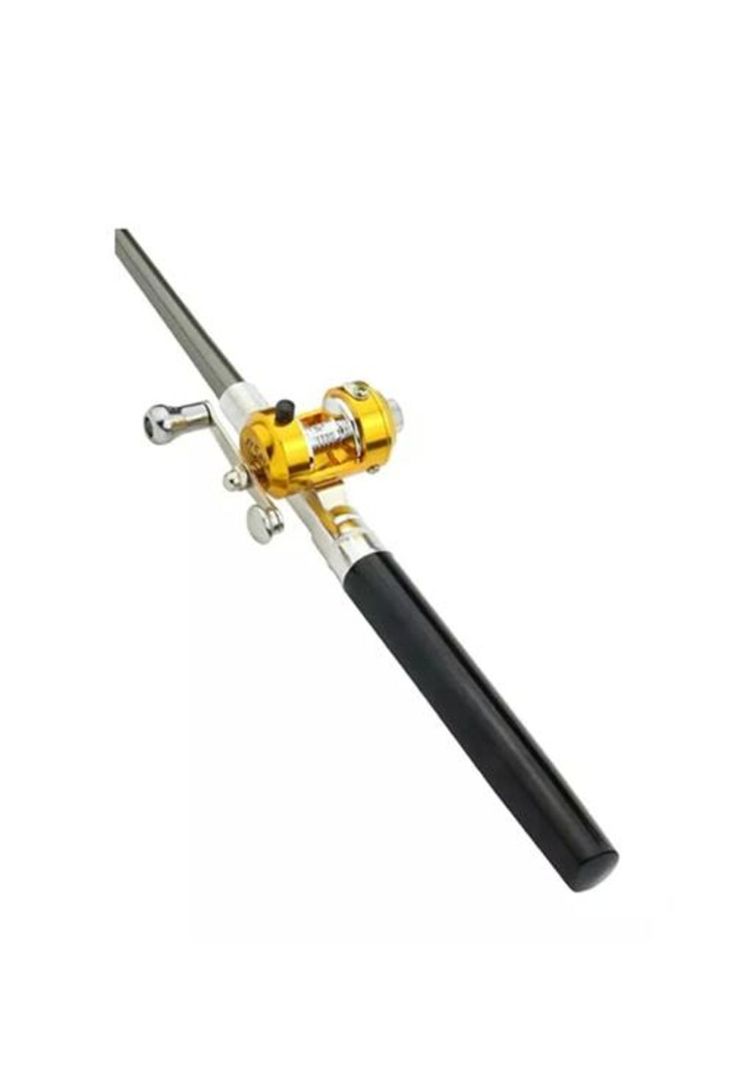 Kit de caña de pescar telescópicas mini forma de bolígrafo, negro-0