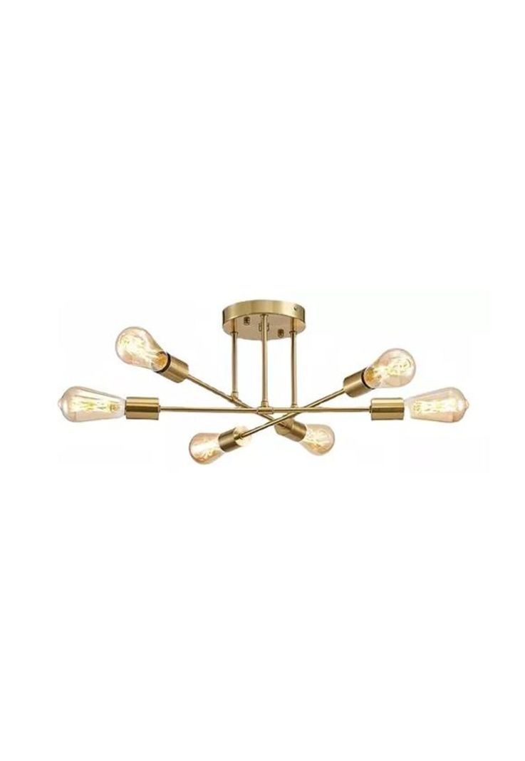 Lámpara de techo colgante moderna 6 luces color oro-0