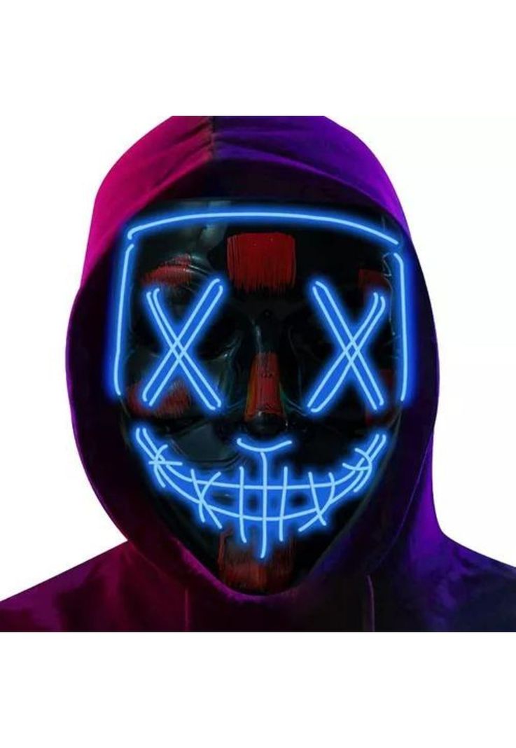 Pack de 2 máscaras LED La Purga, Halloween, terror, cosplay, color azul-0