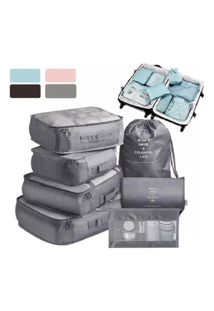 Set de 7 Organizadores de Equipaje - Color Gris-0
