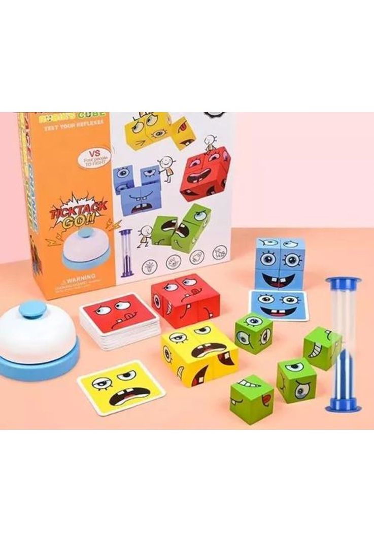Juego de puzzle cubos didáctico, expresiones y emociones-2