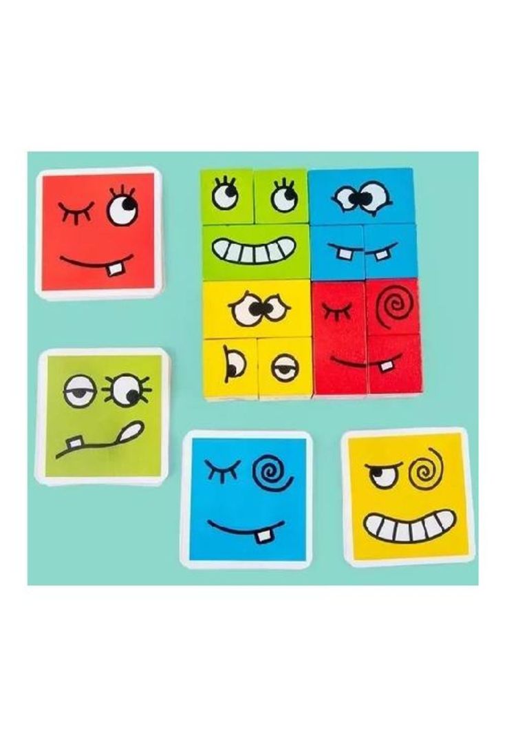 Juego de puzzle cubos didáctico, expresiones y emociones-4