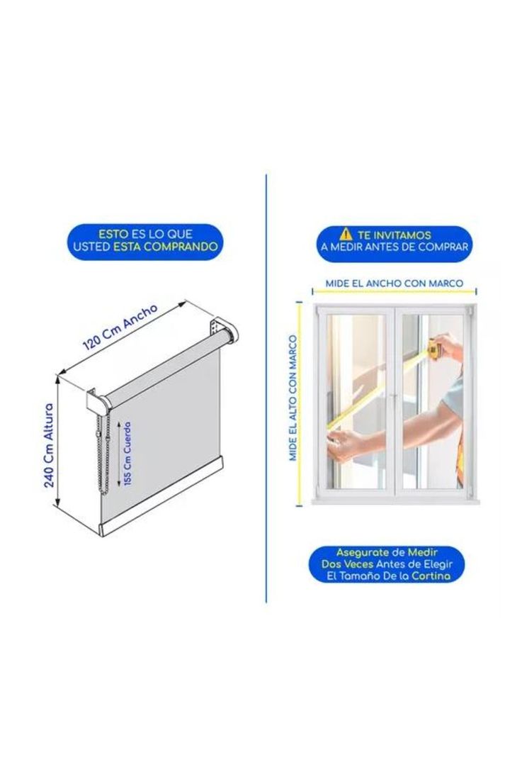 Cortina Roller Blackout 2 Paños 120x240 Doble Visillo Blanco Sin Cenefa-1