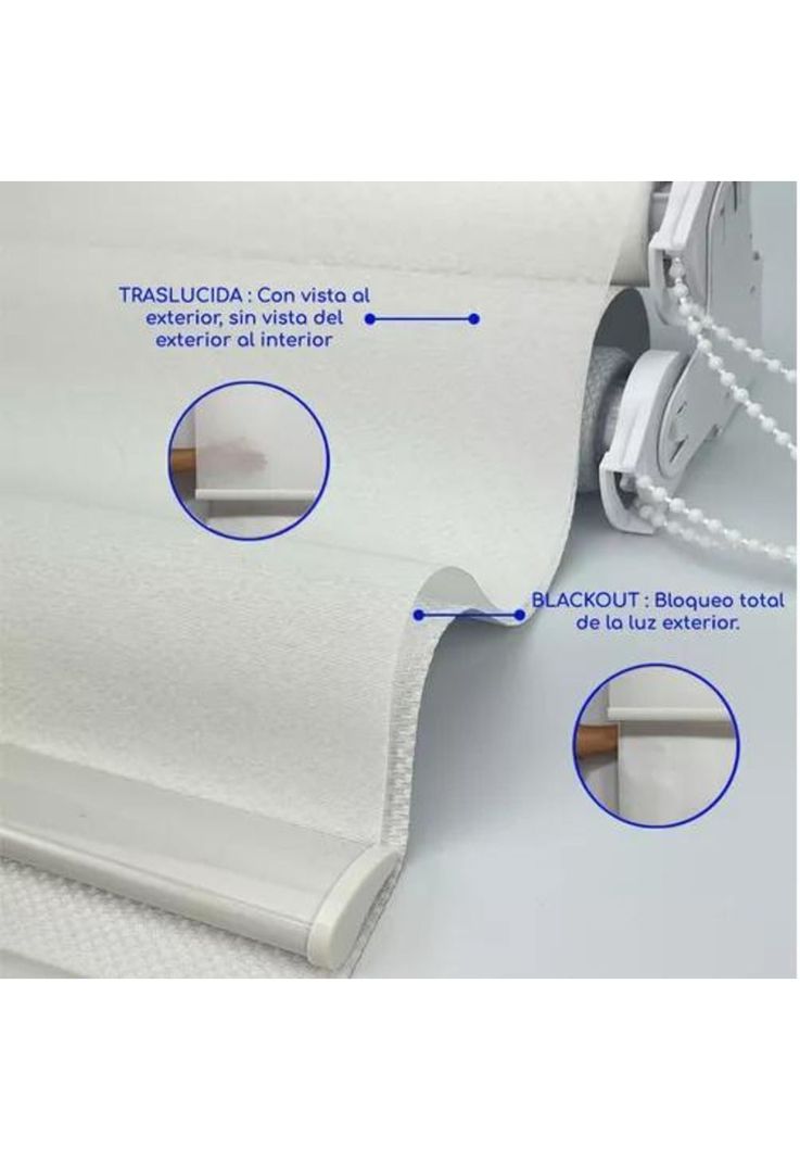 Cortina Roller Blackout 2 Paños 120x240 Doble Visillo Blanco Sin Cenefa-3