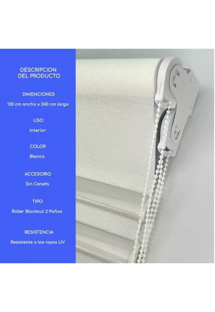 Cortina Roller Blackout 2 Paños 120x240 Doble Visillo Blanco Sin Cenefa-4