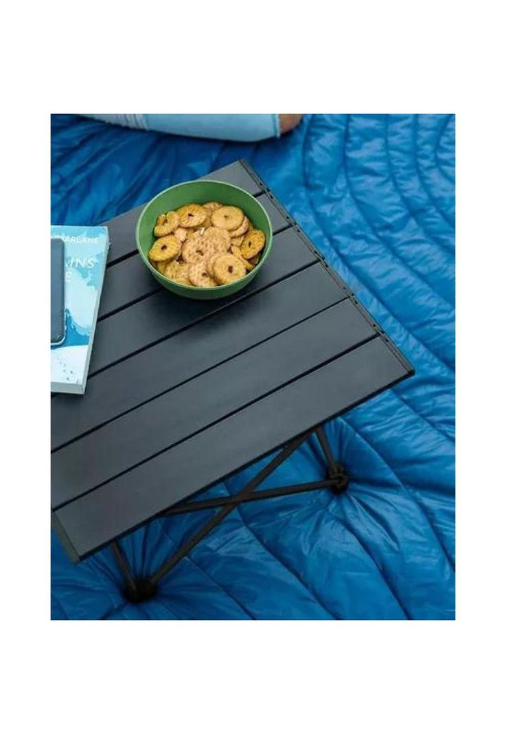 Mesa plegable de camping para paseo y evento con bolso portátil negro-6