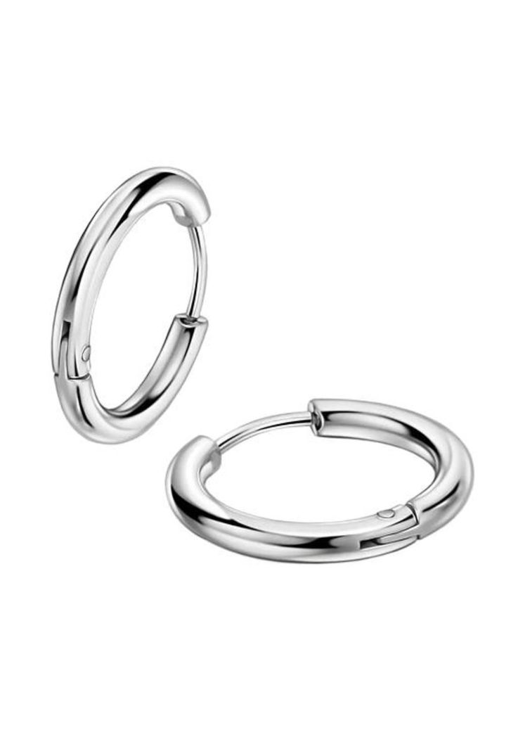 Set de aros para hombres y mujeres, argolla de acero, color plata-0