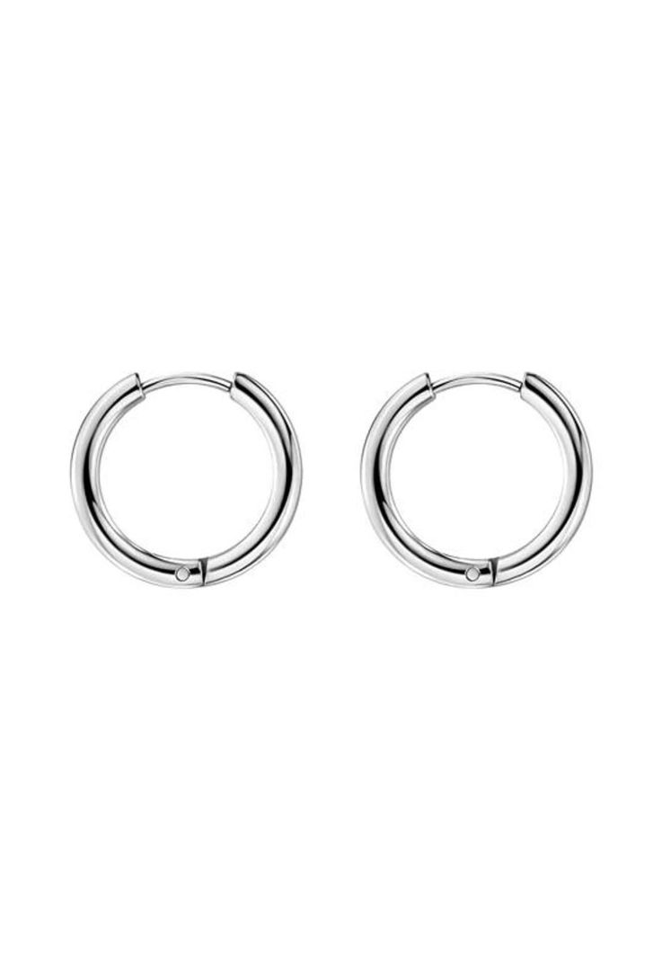 Set de aros para hombres y mujeres, argolla de acero, color plata-4