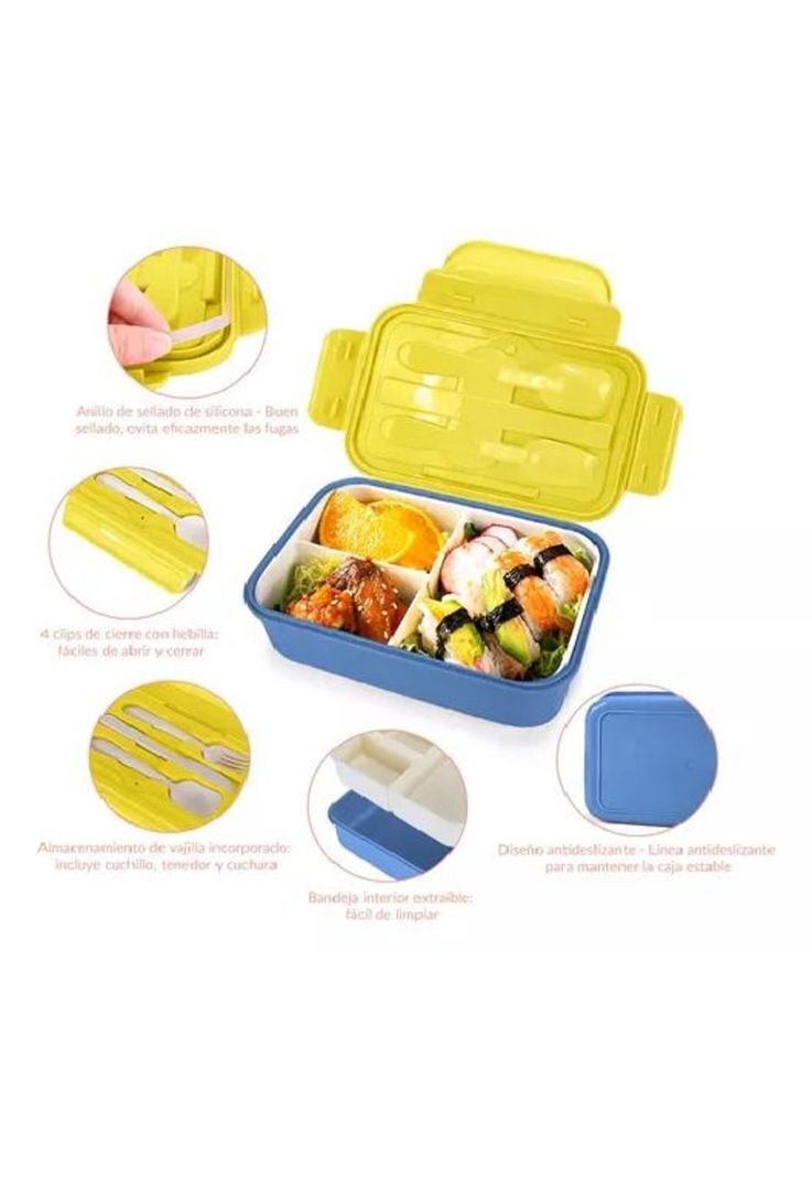 Bolso Lonchera Térmica Escolar Set 28 Pzs para Niños - Portátil - Color Azul-3