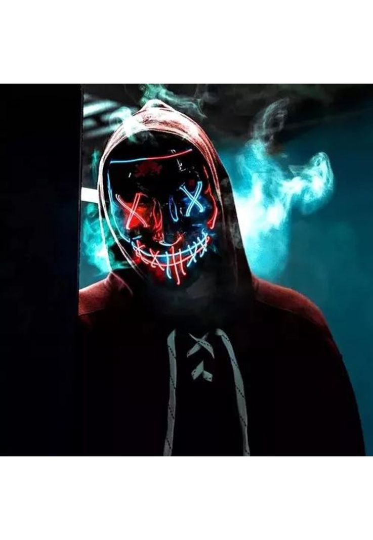 Pack de 2 máscaras LED La Purga, Halloween, terror, cosplay, color rojo-2