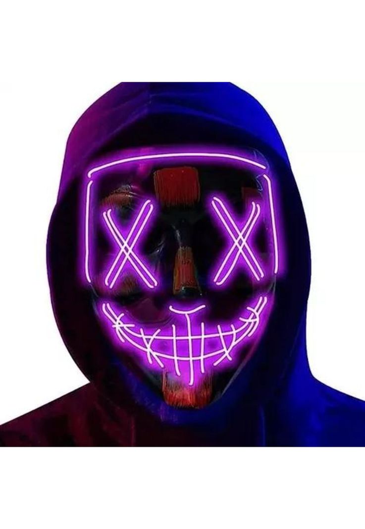 Pack de 2 máscaras LED La Purga, Halloween, terror, cosplay, color rojo-4