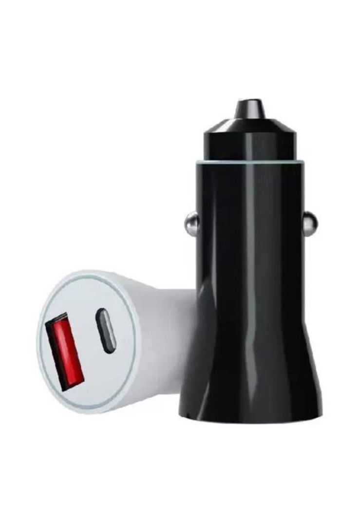 Cargador auto USB y tipo C 12V-24V carga rápida 20W mini-1