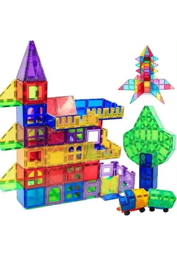 Bloques de construcción magnéticos, juego para niños multicolor-0