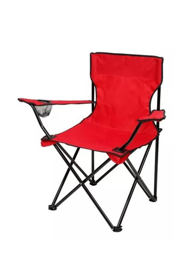 Silla plegable playa exterior campo camping portátil roja-0
