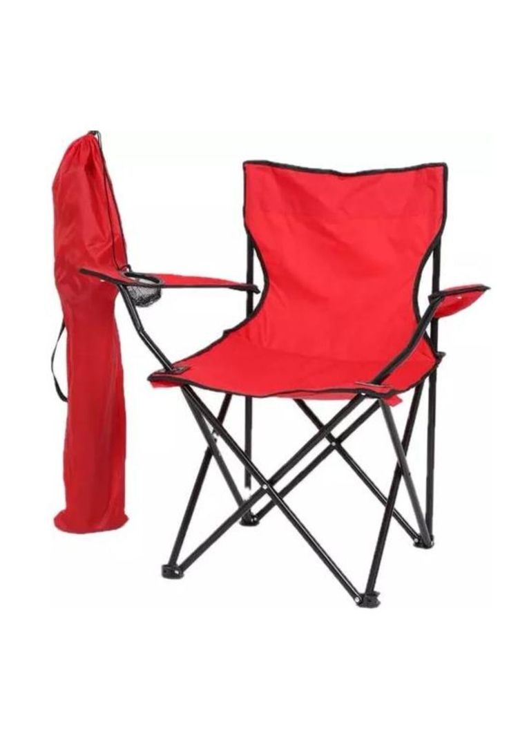 Silla plegable playa exterior campo camping portátil roja-1