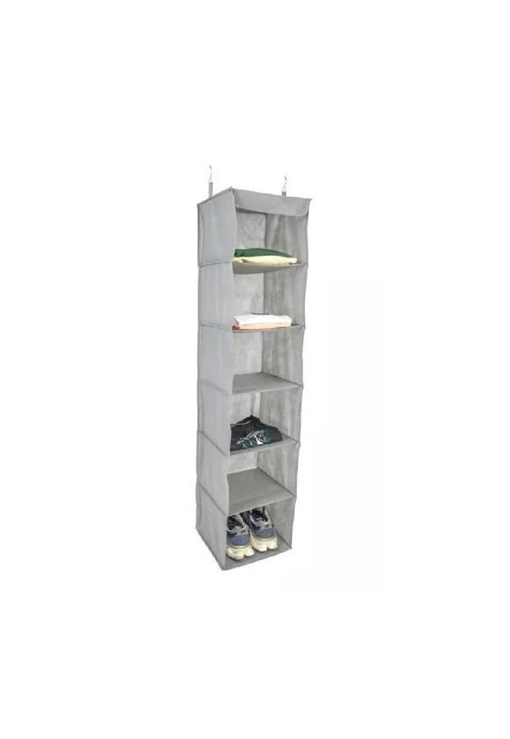 Organizador colgante 6 pisos para ropa y zapatos gris-1