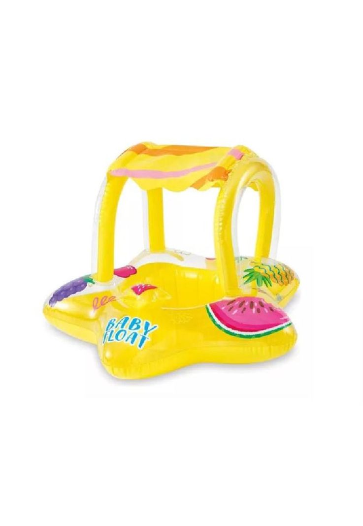 Flotador salvavidas inflable con techo estrella amarillo-0
