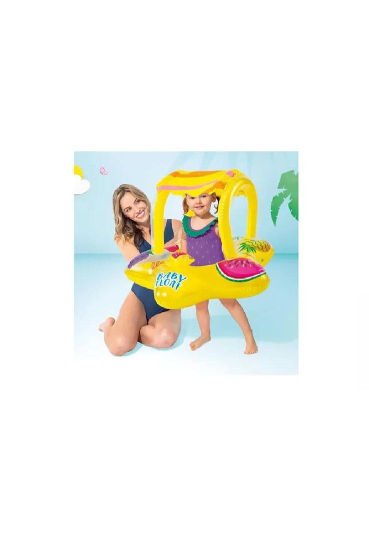 Flotador salvavidas inflable con techo estrella amarillo-2